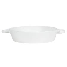 Vietri Lastra White - Handled Baker Round
